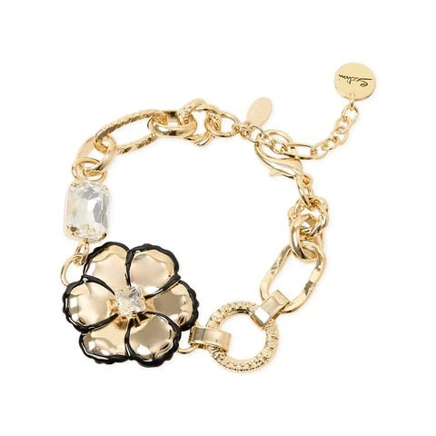 SODINI Bracciale Donna La Dame Oro con Catena ad Anelli, Fiore e Cristallo 552407