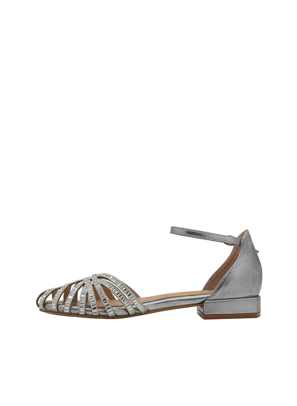 AZAREY 494K977 Sandalo Donna Argento Pietre Tacco 2 Soletta Pelle