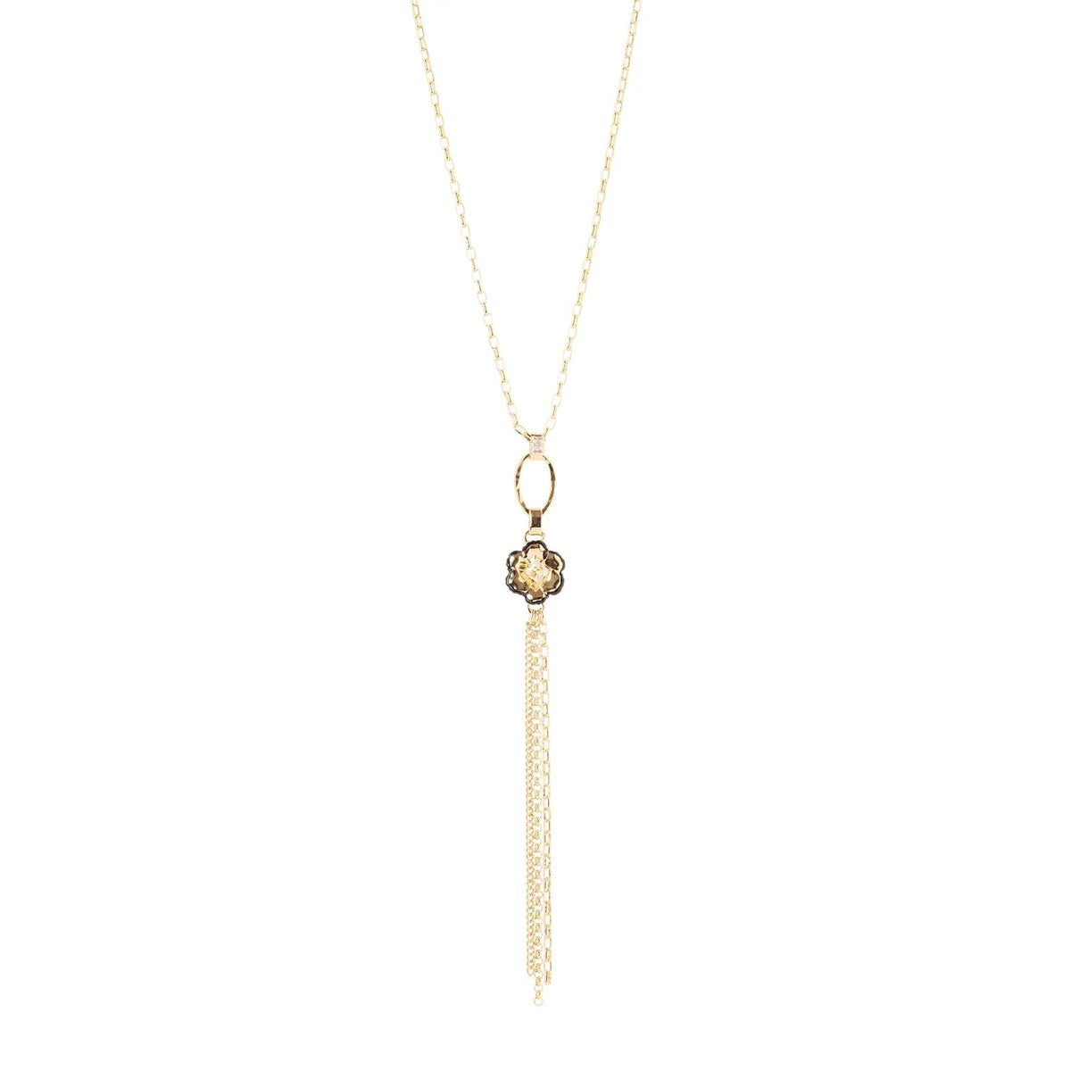 SODINI Collana Donna Corta La Dame Oro con Catena Forzatina e Fiore Pendente 552405