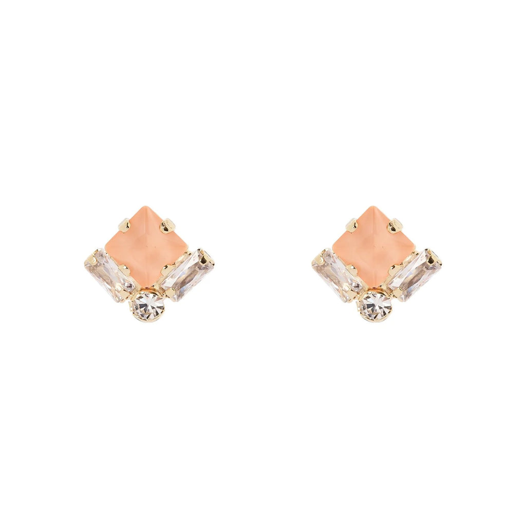 SODINI Orecchini Donna Piccoli Hera Rosa con Cristallo Quadrato e Zirconi 552489