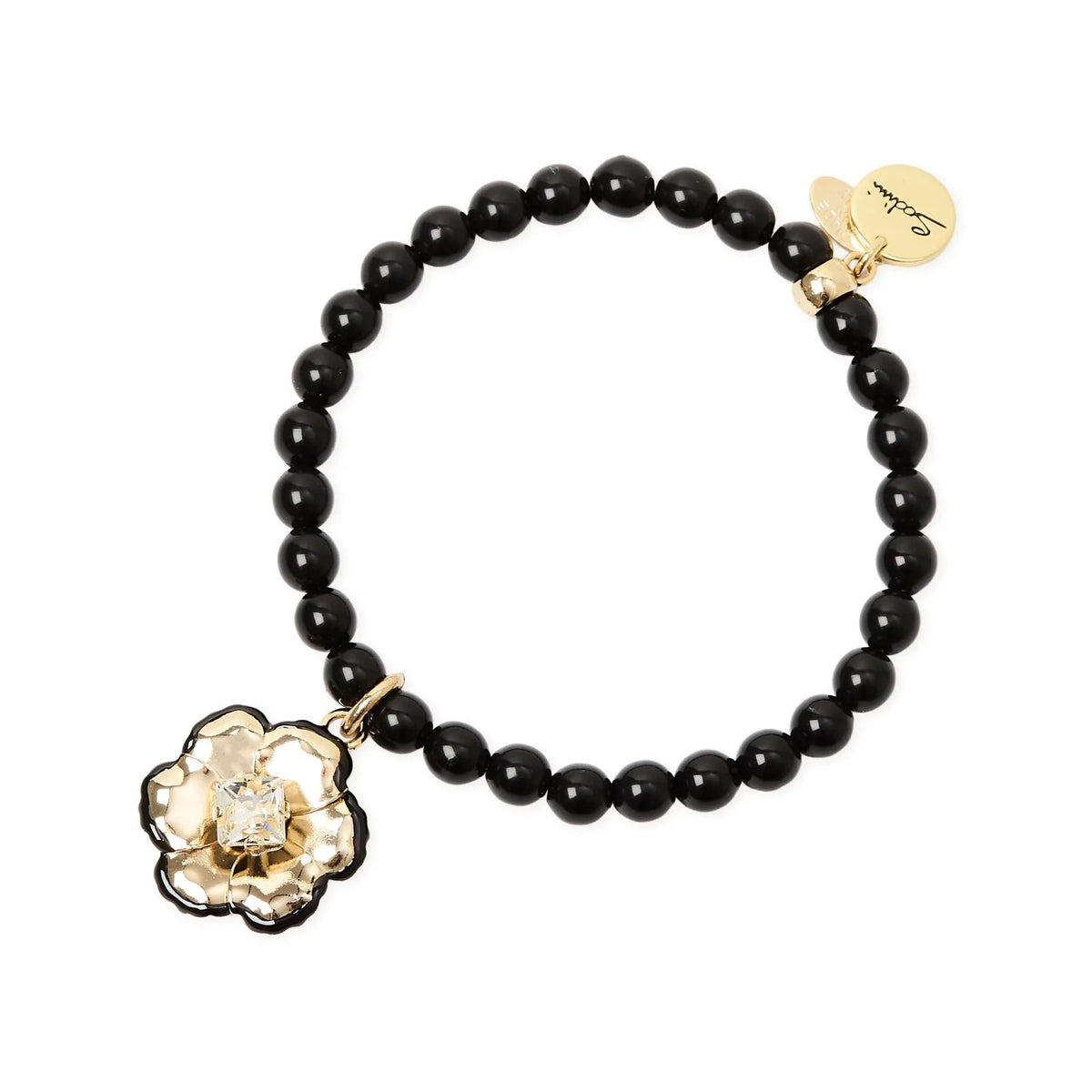 SODINI Bracciale Donna Elastico La Dame Oro con Sfere e Fiore Pendente 552409