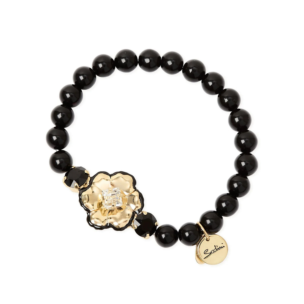 SODINI Bracciale Donna Elastico La Dame Oro con Sfere e Fiore 552408