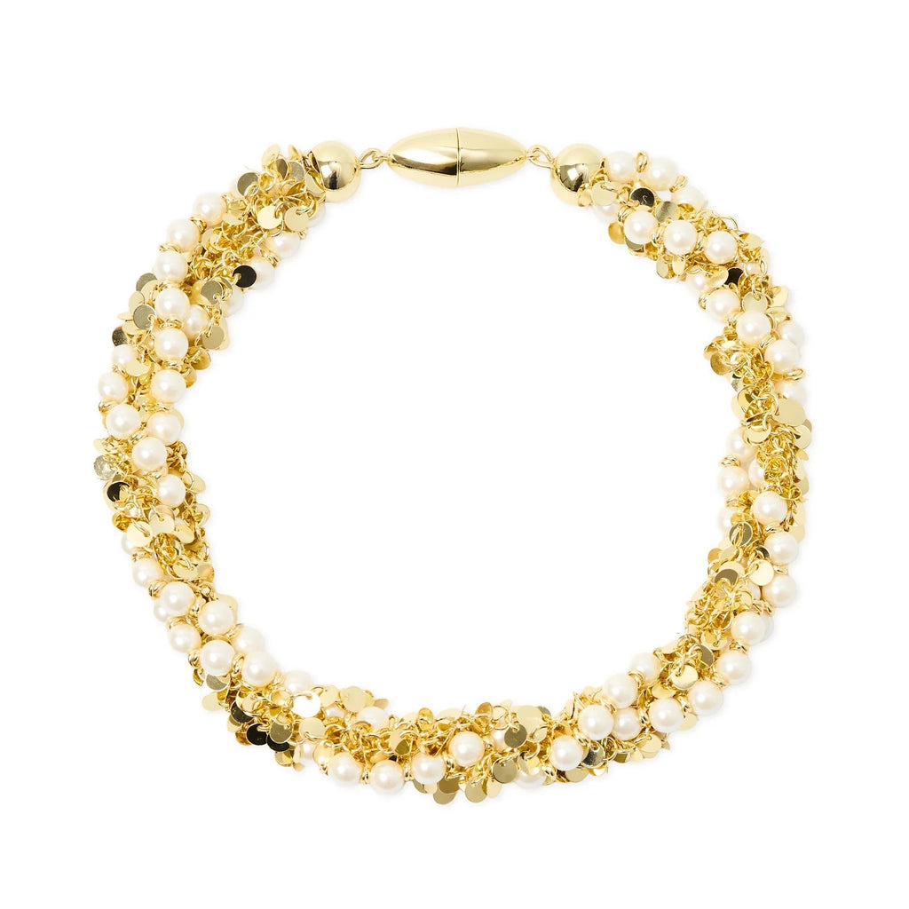 SODINI Collana Donna Torchon Eve Oro e Bianco con Paillettes e Perle 912940