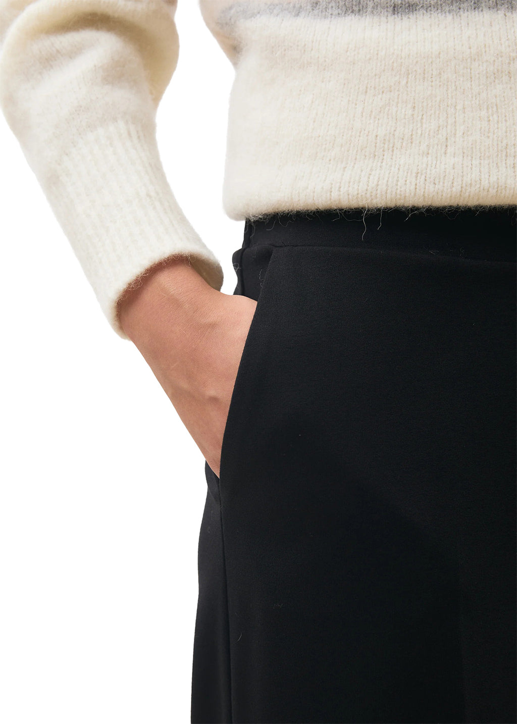 HUMILITY Pantalone Donna Nero Punto Milano Cropped SOPHIO MADE IN ITALY