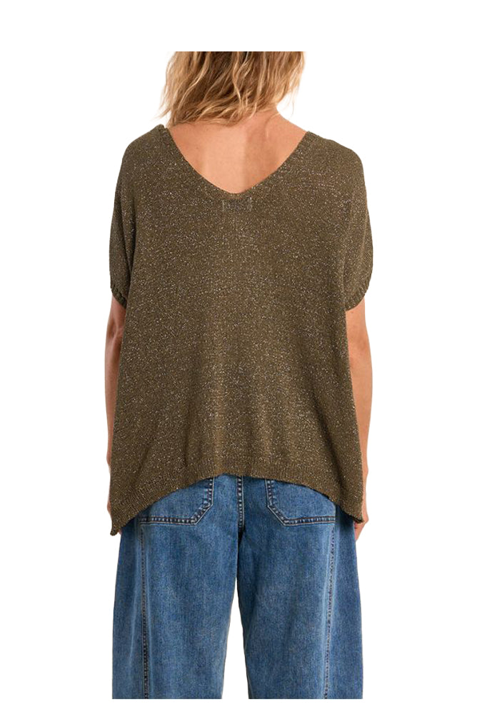 MOLLY BRACKEN LA1978EP maglia donna over con lurex scollo V