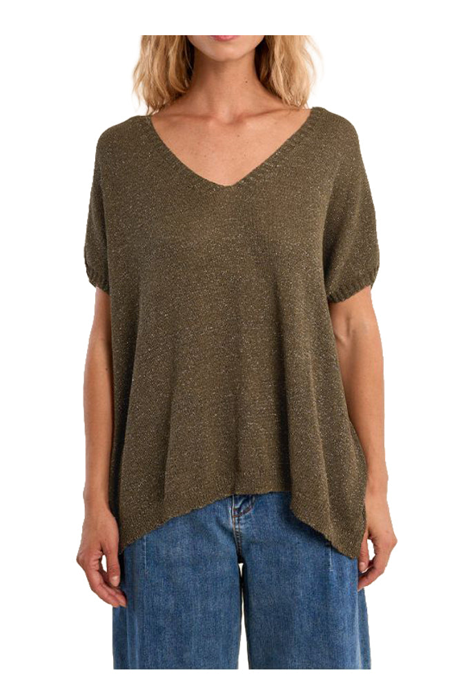 MOLLY BRACKEN LA1978EP maglia donna over con lurex scollo V