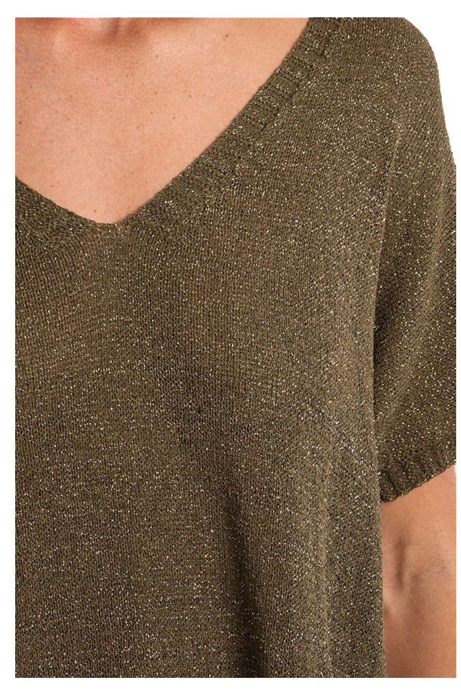 MOLLY BRACKEN LA1978EP maglia donna over con lurex scollo V