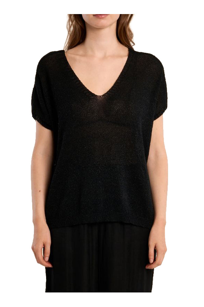 MOLLY BRACKEN LA1978EP maglia donna over con lurex scollo V