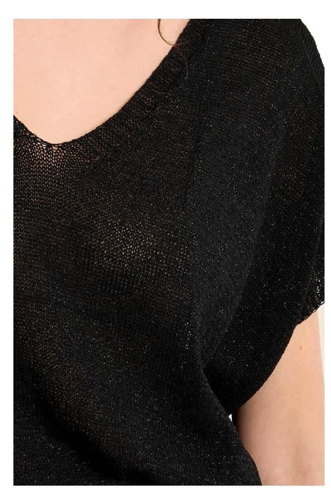 MOLLY BRACKEN LA1978EP maglia donna over con lurex scollo V