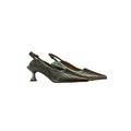LA VITRINA PISALADDER-50 scarpa donna sling-back traforata in pelle laminata argento/platino