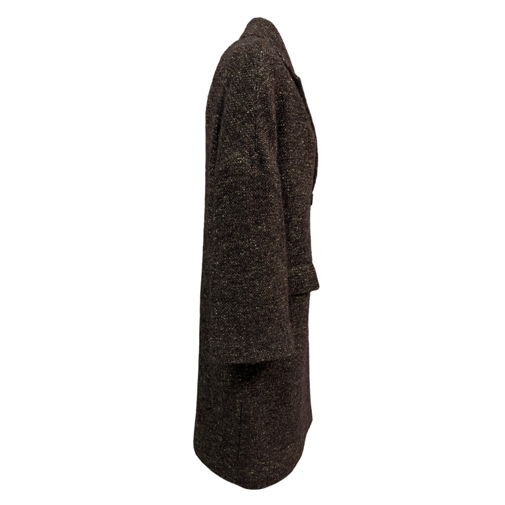 LUCREZIA T Cappotto Doppiopetto Over Marrone Mélange L24721LU220 – Lana Mohair Alpaca – Made in Italy