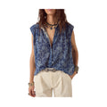 MAISON HOTEL Camicia Donna Blu Floreale Bianca Mina Cotone