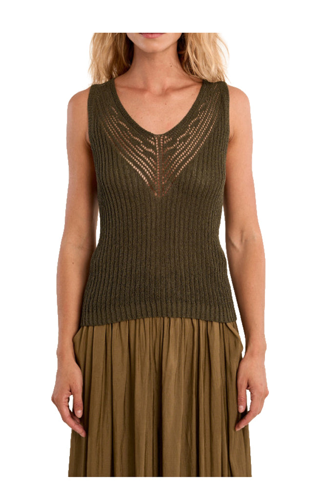 MOLLY BRACKEN LA1977EE top donna costine spalla larga con inserto