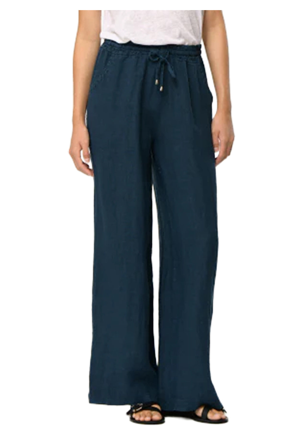 PA-BACCHIA-B LA FEE MARABOUTEE Pantalone Lino Petrolio Made Italy