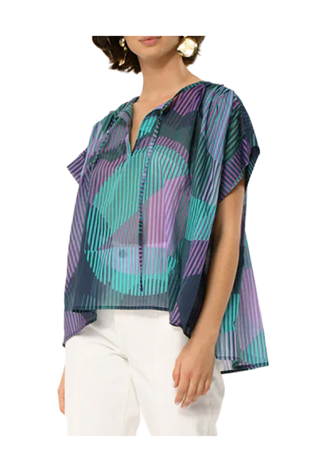 TO-FINA-K LA FEE MARABOUTEE Blusa Geometrica Cotone Made Italy