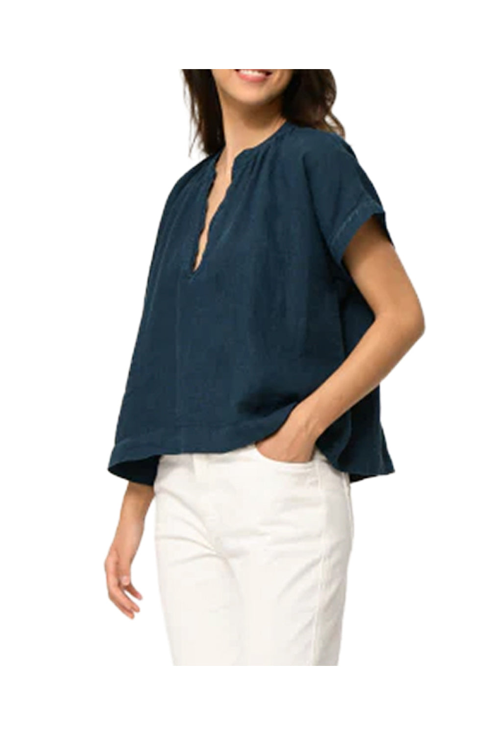 TO-FLACON LA FEE MARABOUTEE Blusa Lino Petrolio Made in Italy