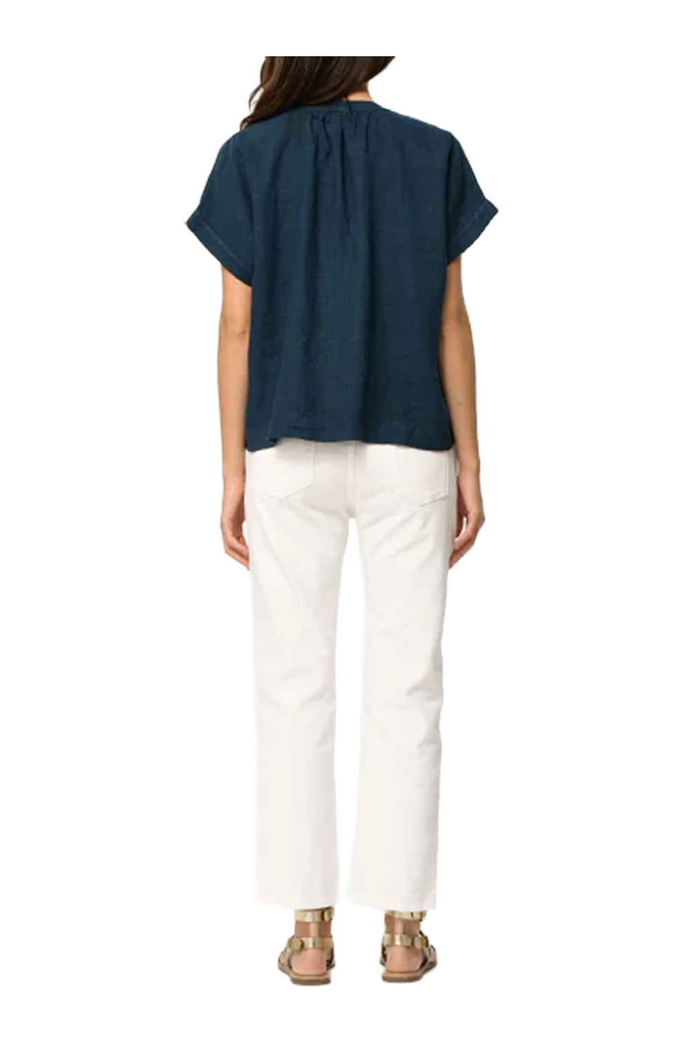 TO-FLACON LA FEE MARABOUTEE Blusa Lino Petrolio Made in Italy
