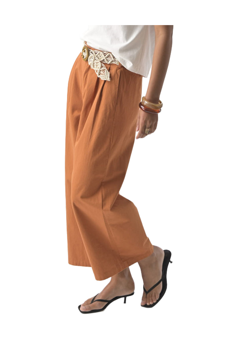 ORFEO PARIS KIRA PT 395 pantalone donna terracotta gamba ampia