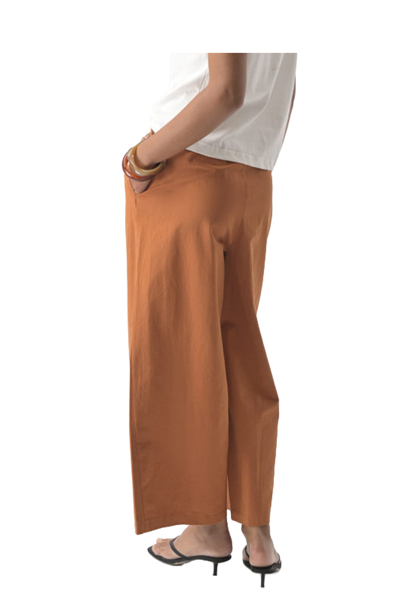 ORFEO PARIS KIRA PT 395 pantalone donna terracotta gamba ampia