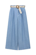 ORFEO PARIS KIRA PT 395 pantalone donna denim chiaro gamba larga