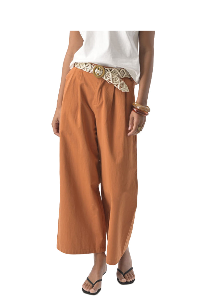 ORFEO PARIS KIRA PT 395 pantalone donna terracotta gamba ampia