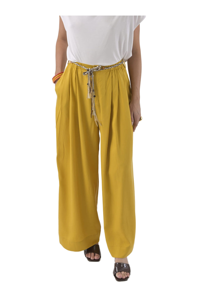 ORFEO PARIS LIOR PT393 pantalone donna palazzo tencel vita elastica
