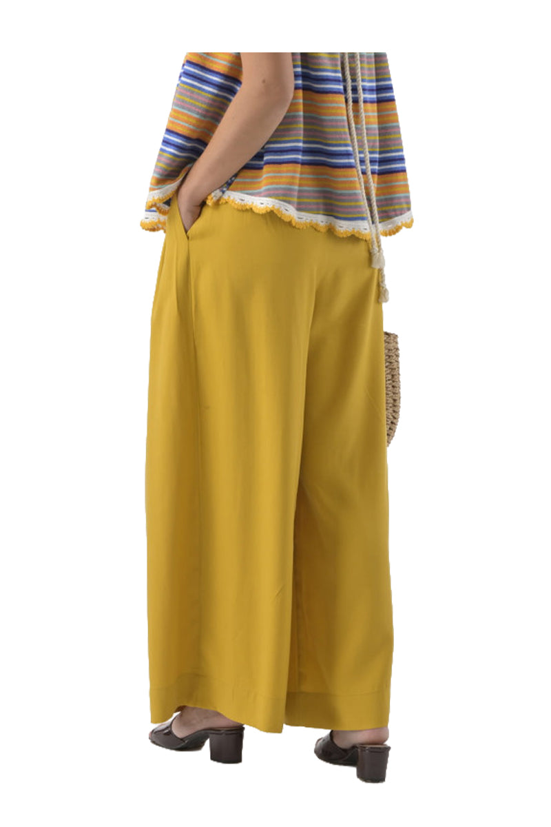ORFEO PARIS LIOR PT393 pantalone donna palazzo tencel vita elastica