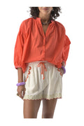 ORFEO PARIS DANIELE TW1774E blusa donna over ricamo 100% cotone