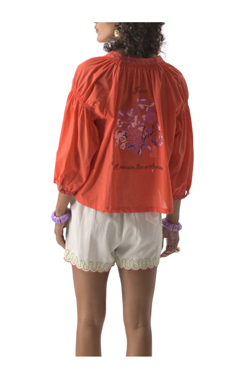 ORFEO PARIS DANIELE TW1774E blusa donna over ricamo 100% cotone