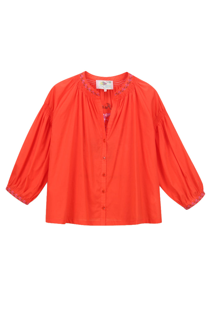 ORFEO PARIS DANIELE TW1774E blusa donna over ricamo 100% cotone