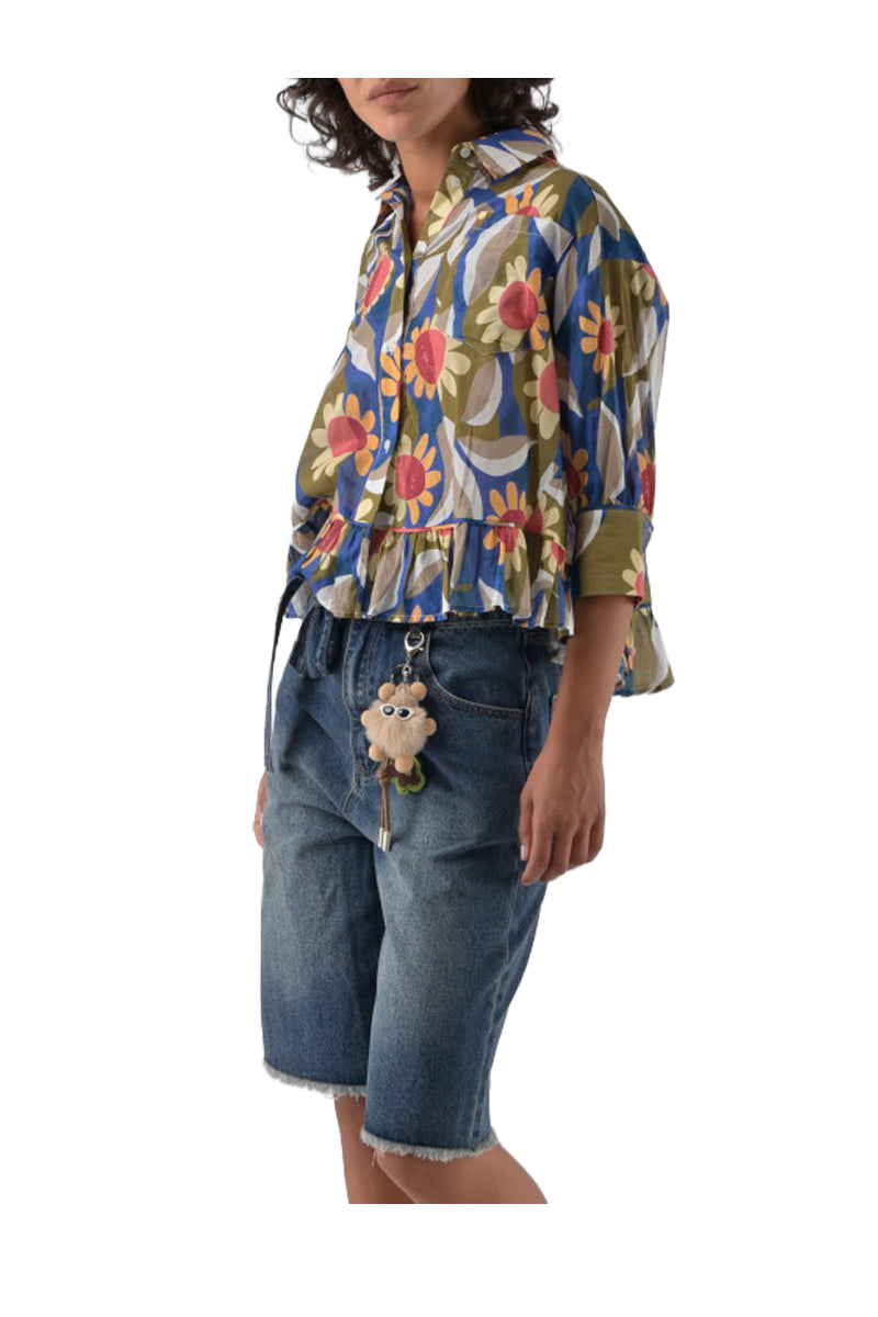 ORFEO PARIS bermuda donna jeans con cintura e portachiave peluche LILO ST111