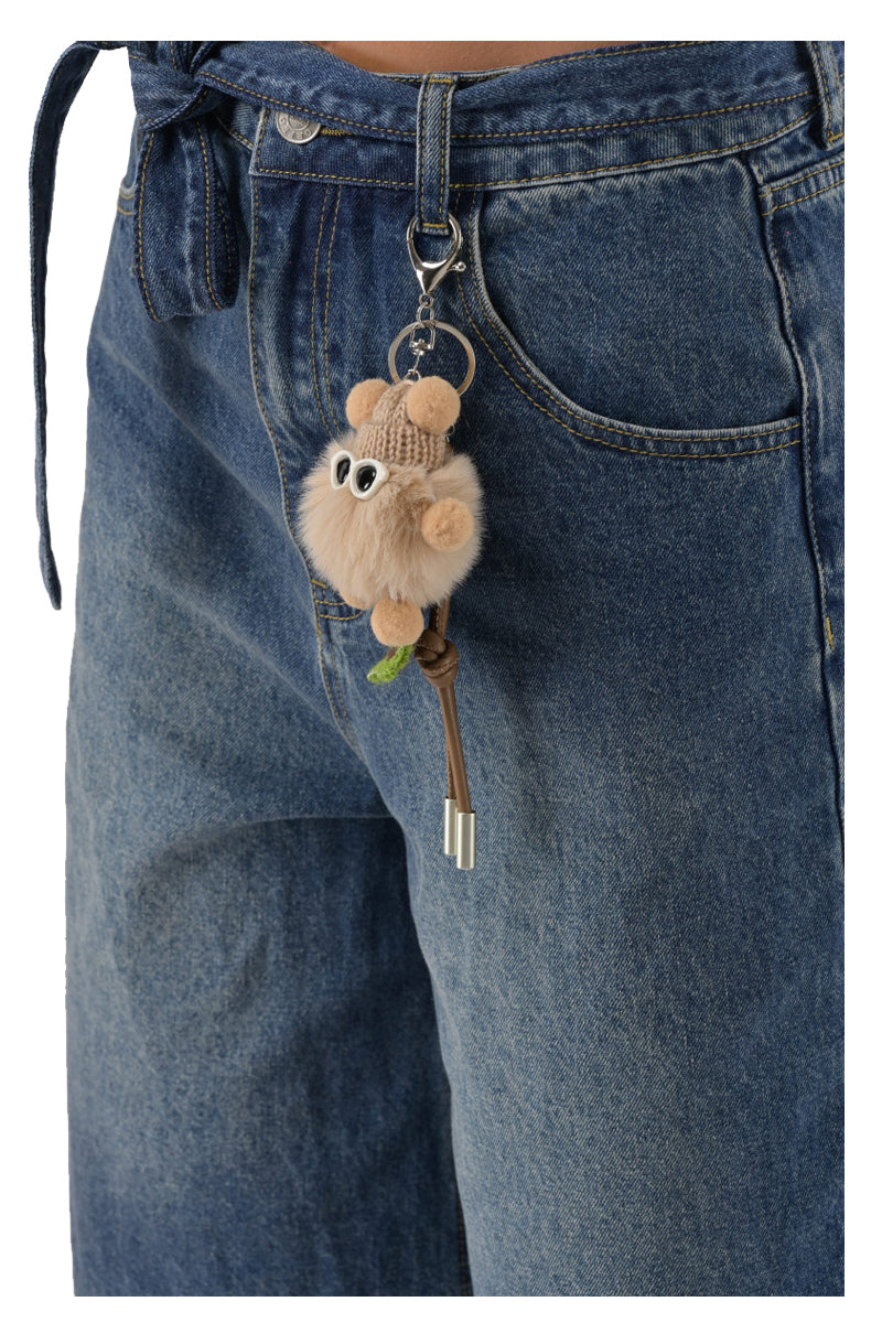 ORFEO PARIS bermuda donna jeans con cintura e portachiave peluche LILO ST111