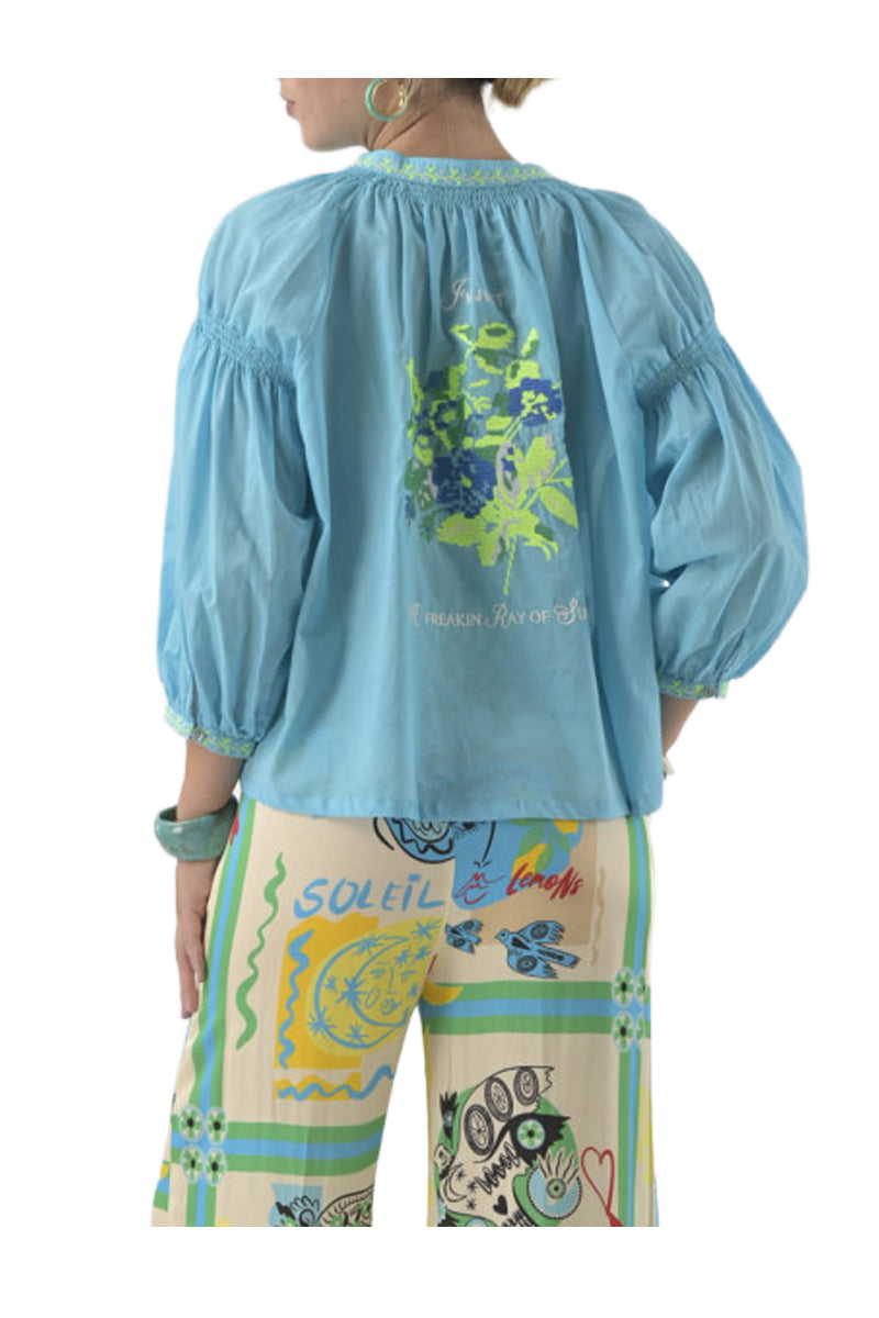ORFEO PARIS DANIELE TW1774E blusa donna over ricamo 100% cotone