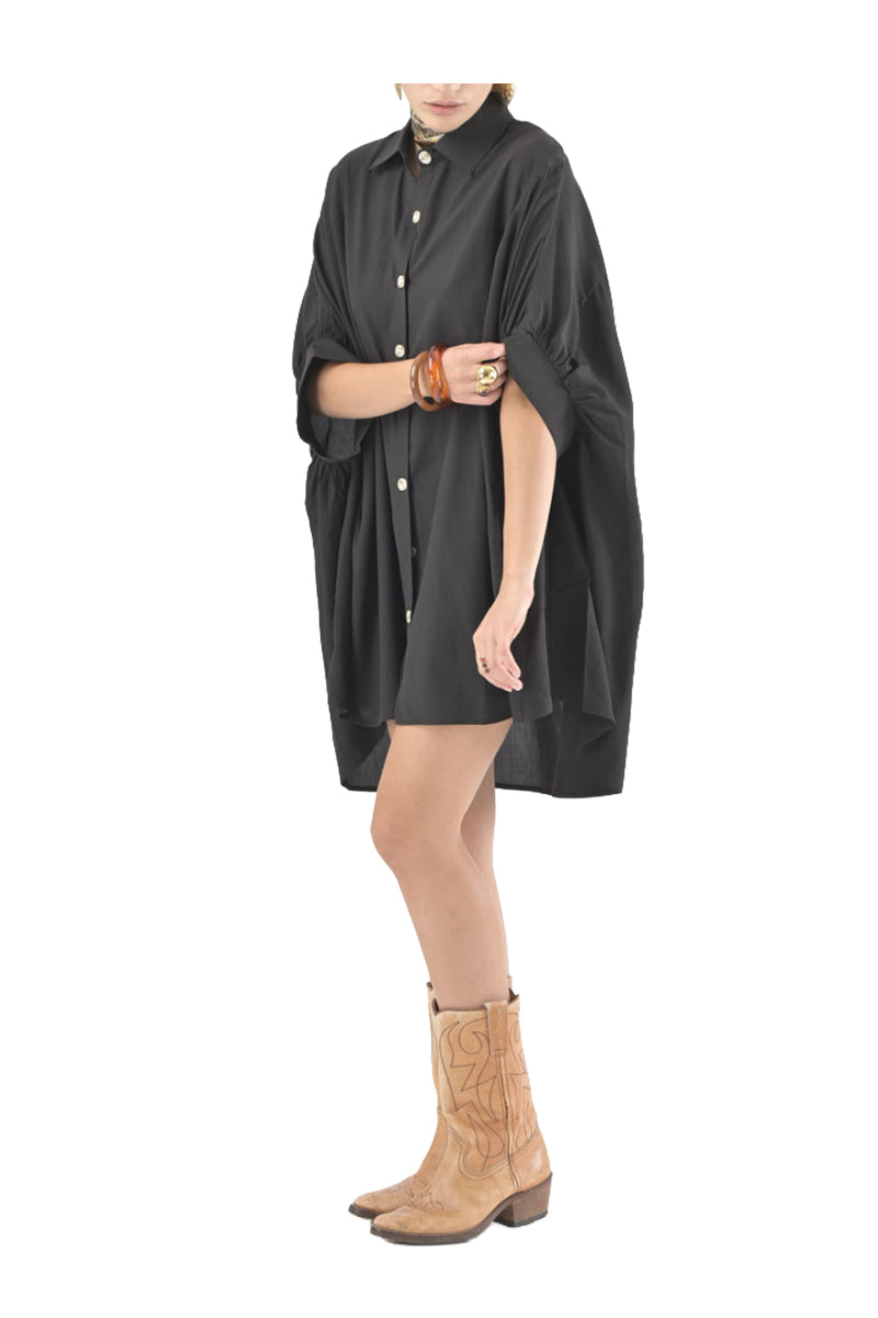 ORFEO PARIS SOAN DS1863 abito donna corto nero aperto davanti