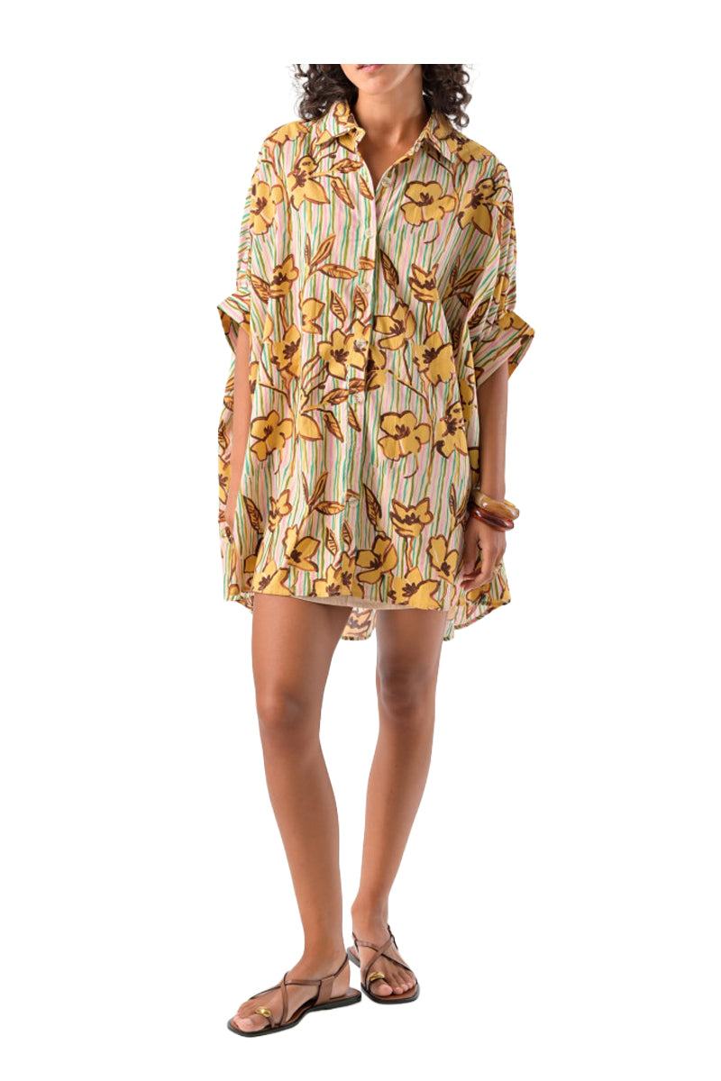 ORFEO PARIS SOAN DS1863 abito donna corto beige multicolor aperto