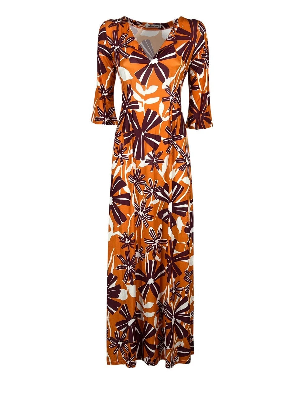 JUSTMINE Abito Donna E2637 1244 Long Kaftan Fantasia Multicolor Made in Italy