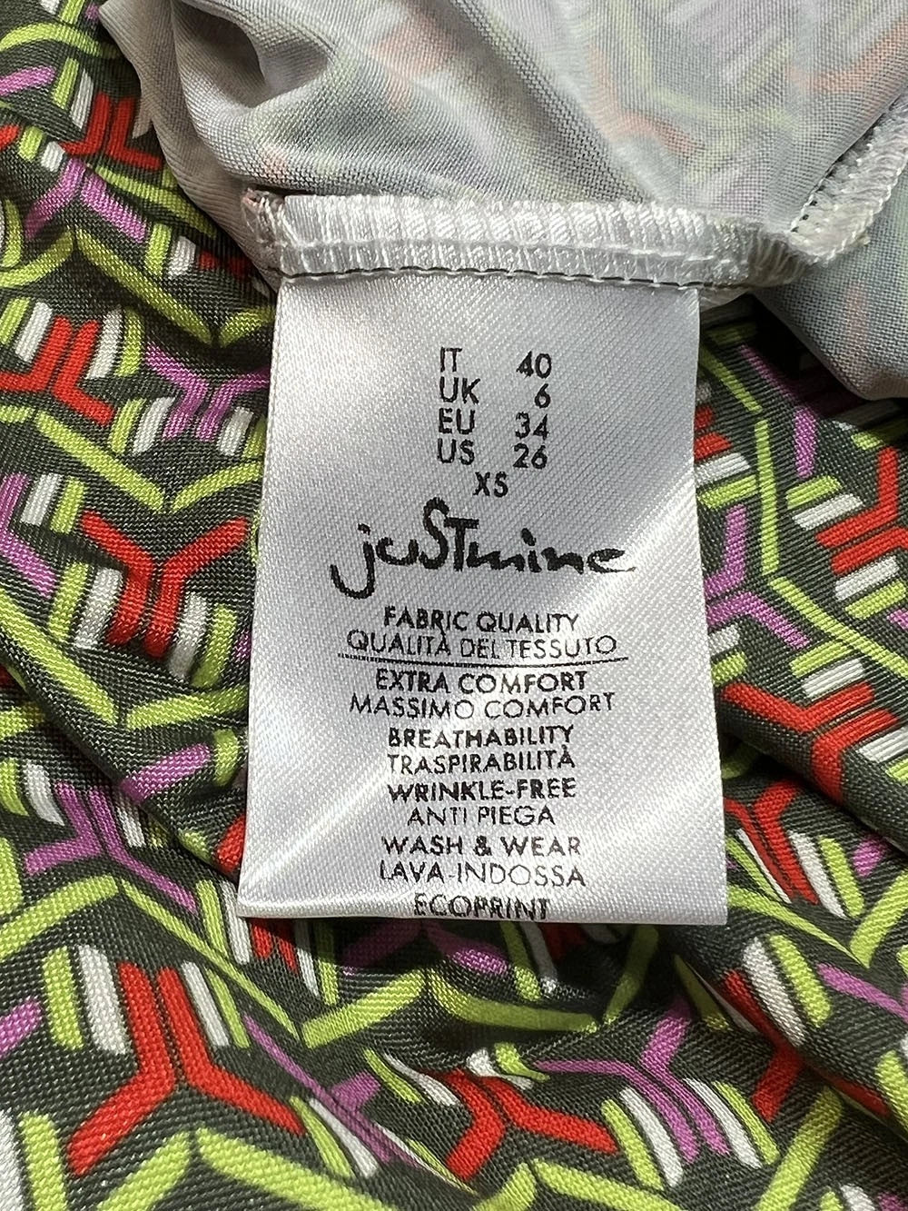 JUSTMINE Abito Donna E2637 1266 Long Kaftan Fantasia Multicolor Made in Italy