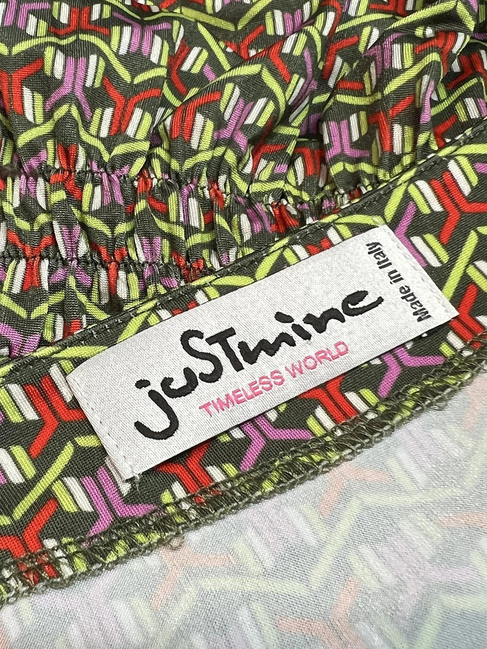 JUSTMINE Abito Donna E2637 1266 Long Kaftan Fantasia Multicolor Made in Italy