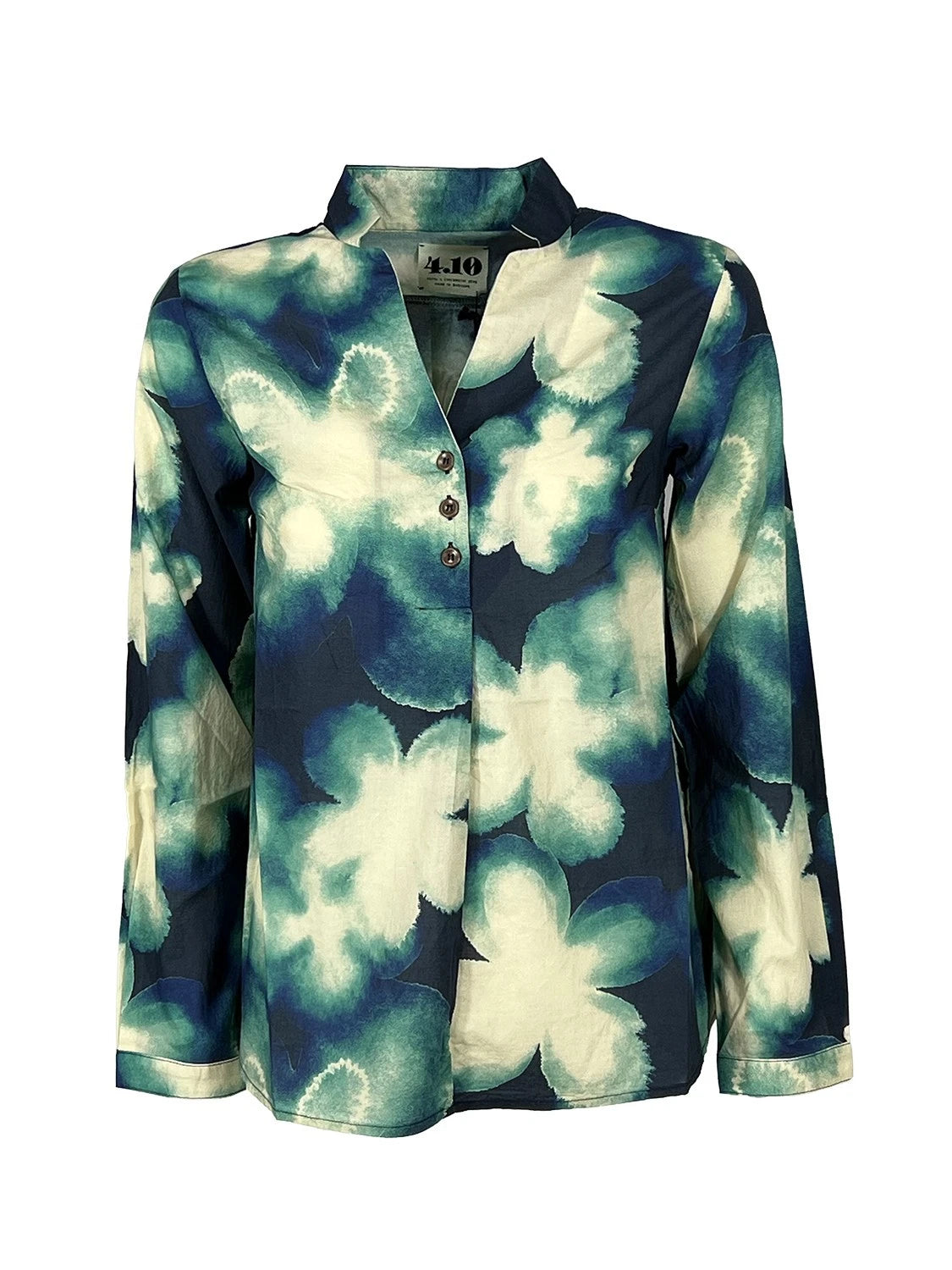4.10 BottegaChilometriZero DD26805 GURU camicia donna fantasia macchia blu/acqua
