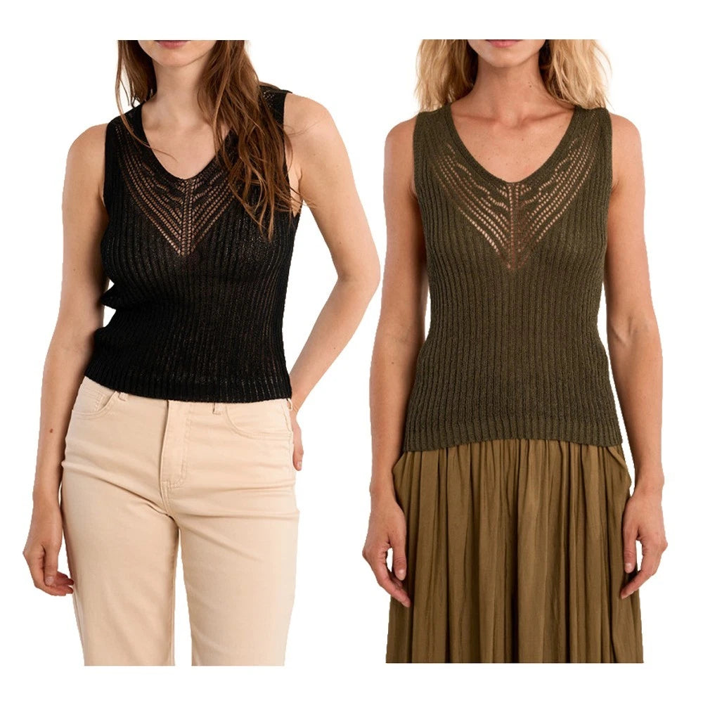 MOLLY BRACKEN LA1977EE top donna costine spalla larga con inserto