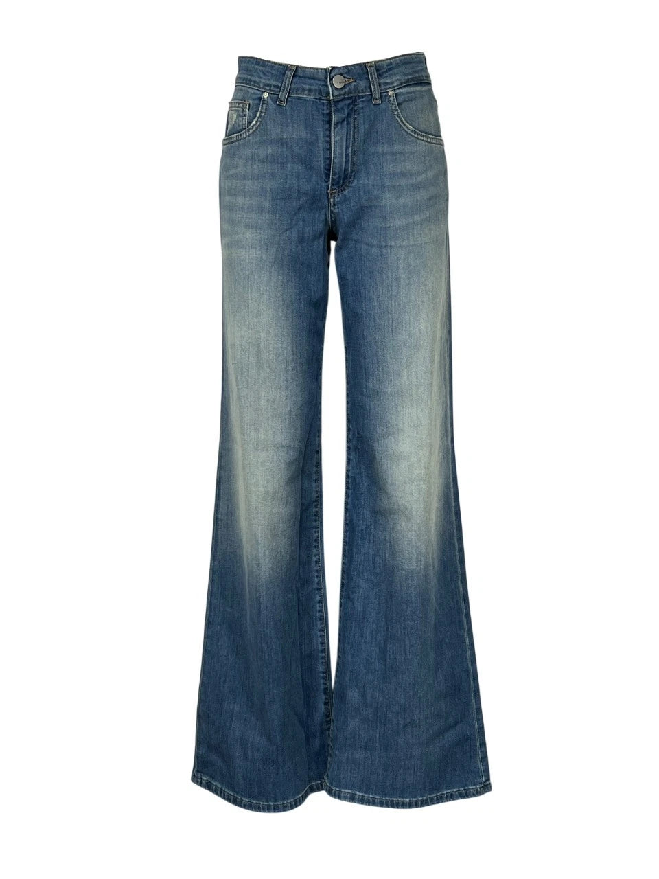 NOIR’N’BLUE Jeans Donna ARIANE-57 Palazzo Chiaro Sabbiato Rotture