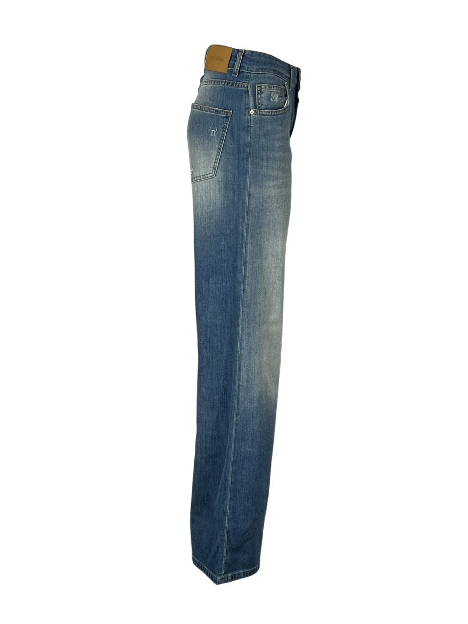 NOIR’N’BLUE Jeans Donna ARIANE-57 Palazzo Chiaro Sabbiato Rotture