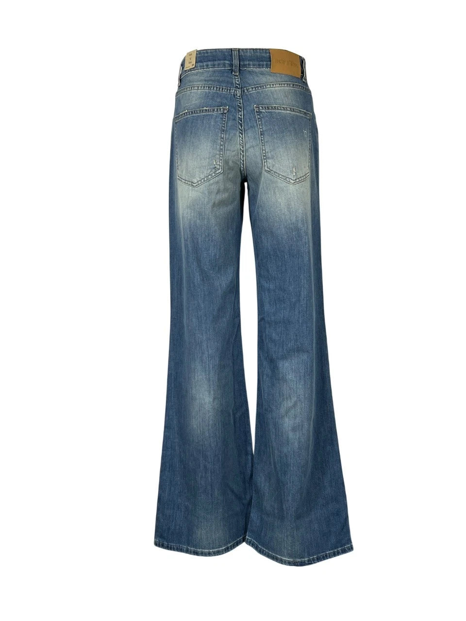 NOIR’N’BLUE Jeans Donna ARIANE-57 Palazzo Chiaro Sabbiato Rotture