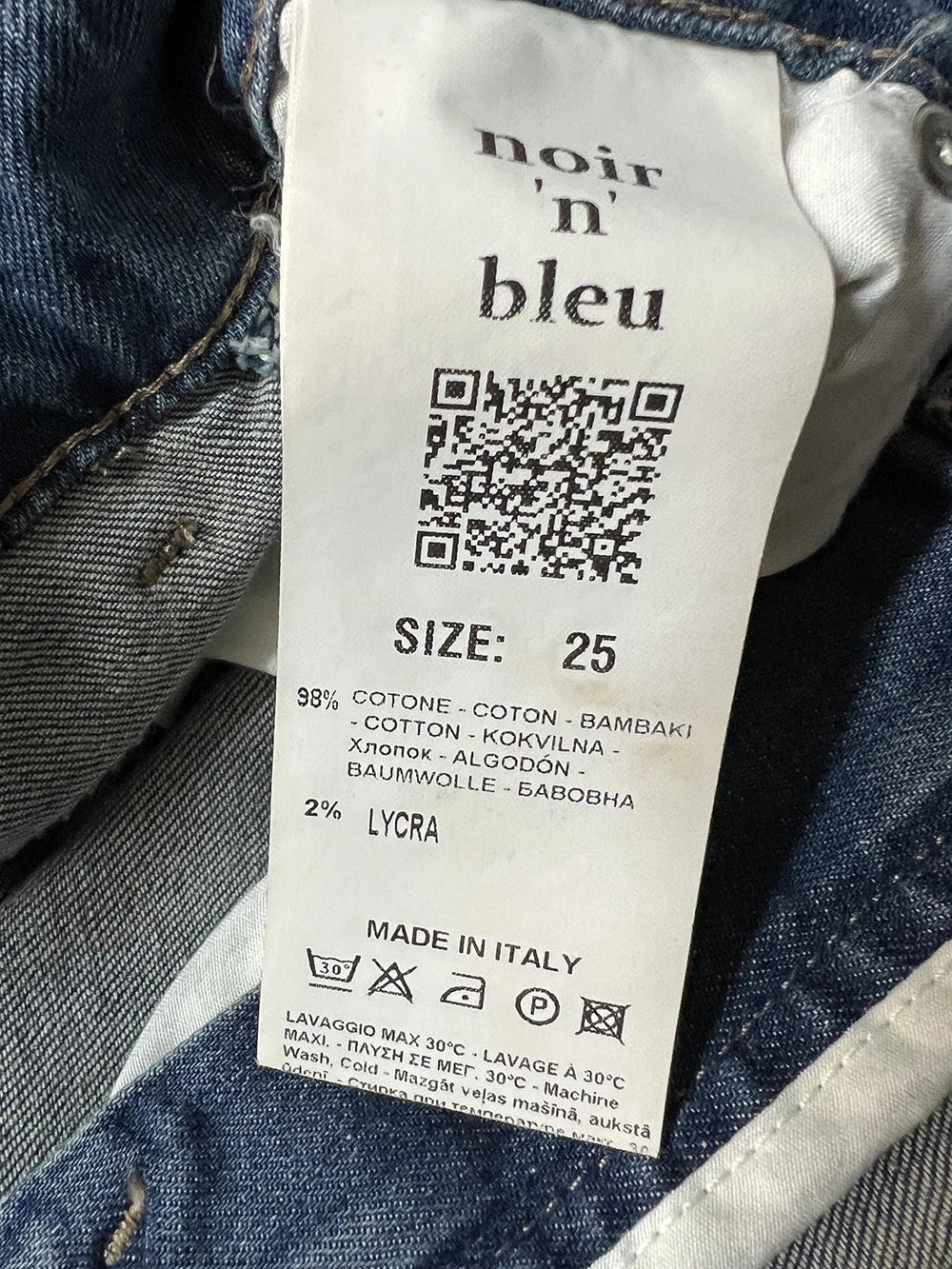 NOIR’N’BLUE Jeans Donna ARIANE-57 Palazzo Chiaro Sabbiato Rotture
