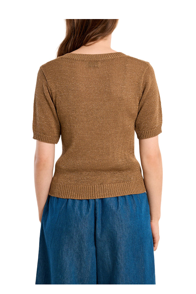 MOLLY BRACKEN LA1727EP maglia donna lurex scollo V mezza manica