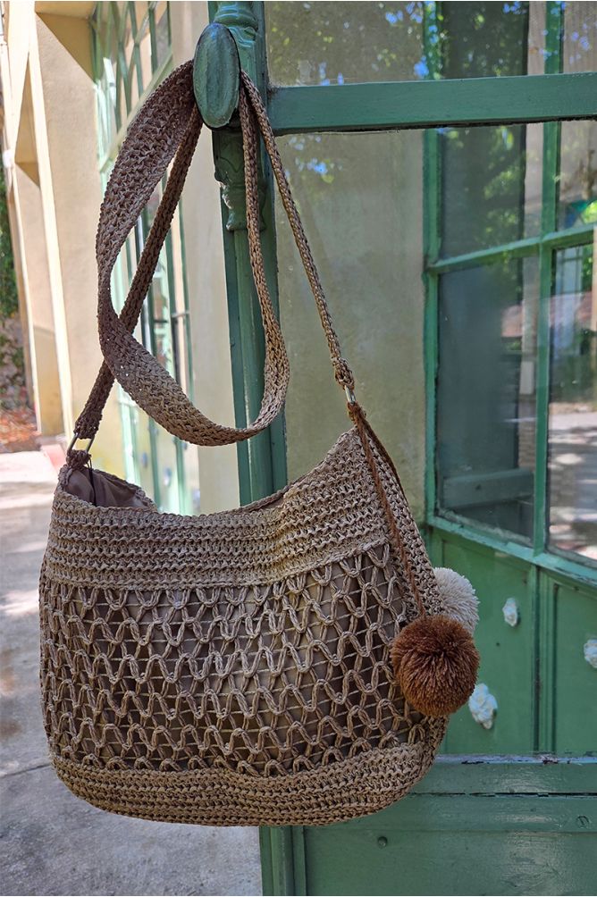 MOLLY BRACKEN H168EE borsa donna rafia camel lunghezza cm 34