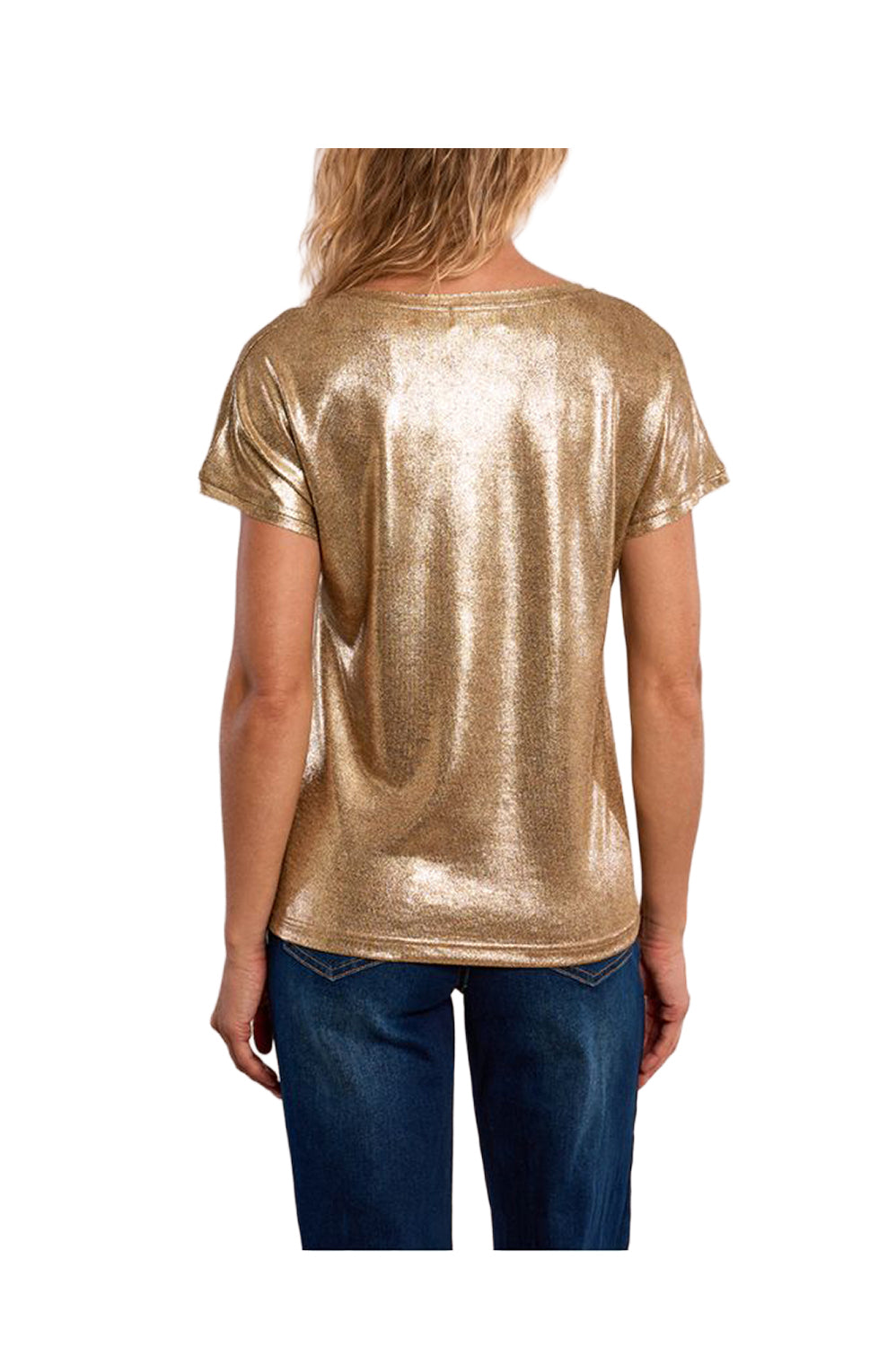 MOLLY BRACKEN LAW141EP T-Shirt Donna Oro Metallico Scollo V