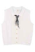 ORFEO PARIS DAVIS SWT5035 gilet donna ecrù foulard nero