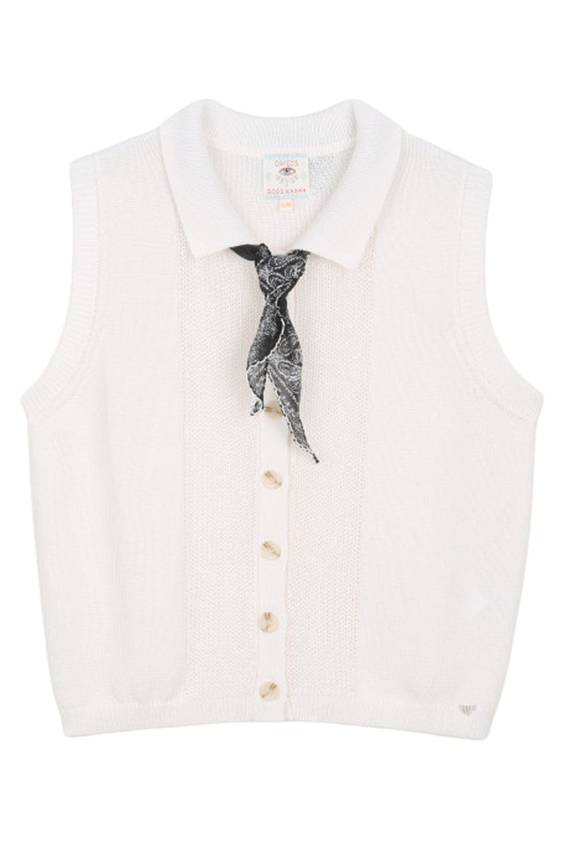 ORFEO PARIS DAVIS SWT5035 gilet donna ecrù foulard nero