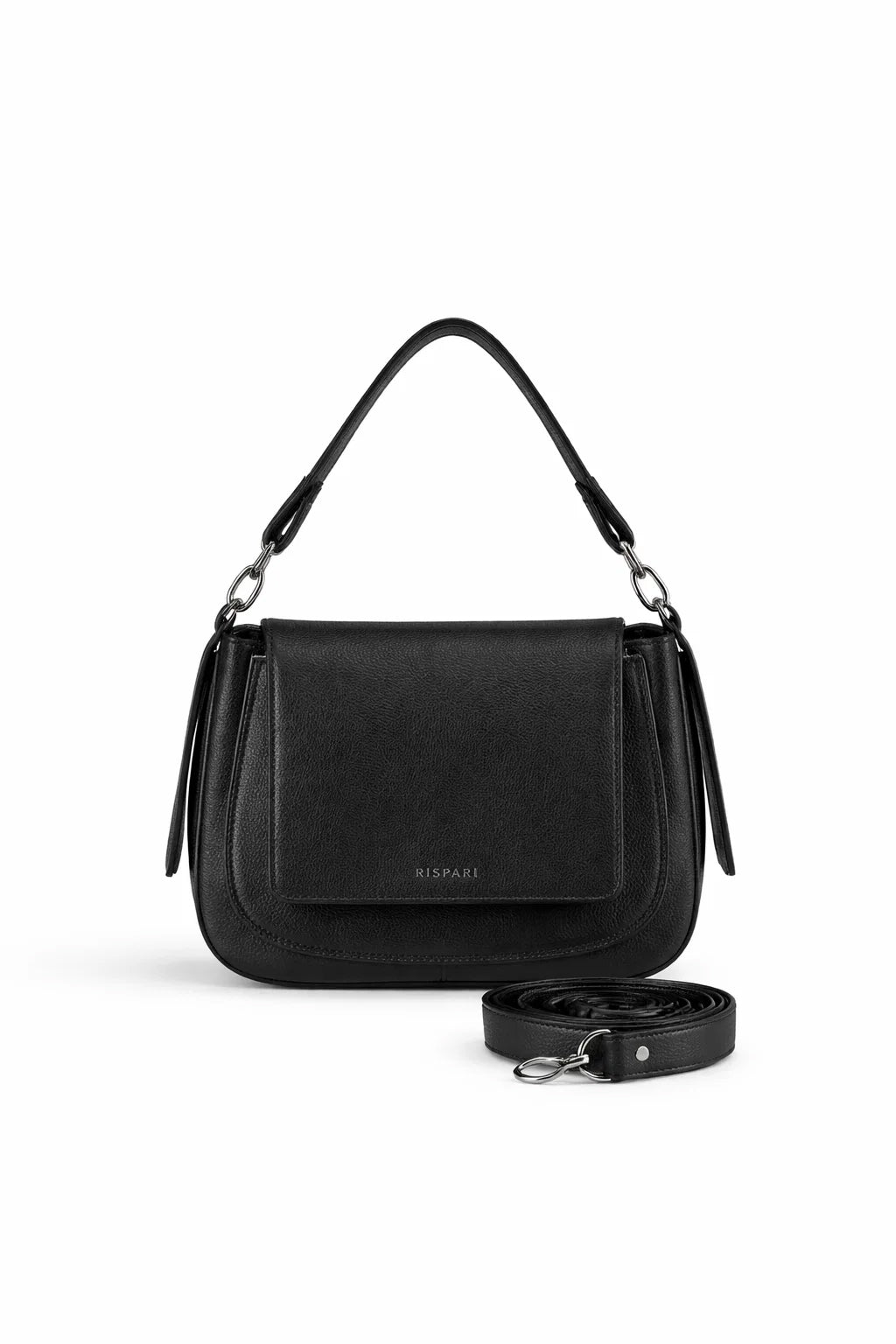 RIPANI GLORIA I742OG Borsa Donna Nera in Pelle – Patta, Zip e Tracolla Removibile